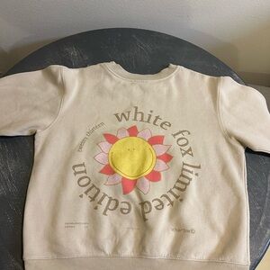 White Fox Boutique Cream Sweatshirt with Pink and Yellow Design